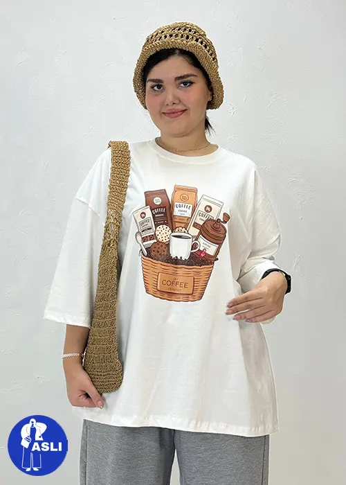 تیشرت باکسی سایز بزرگ coffee basket